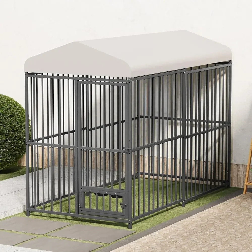 

Heavy-Duty Outdoor Dog Kennel for Large Breeds with Lockable Enclosure and UV-Resistant Waterproof Cover