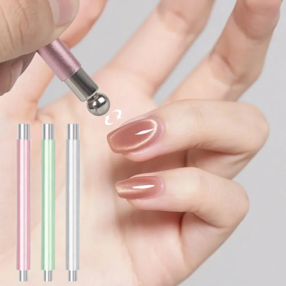 1Pcs Double End Nail Art Magnetic Stick Cat Eye Magnetic Ball Aluminum Handle Cylindrical UV Gel Magnet Tools Manicure DIY Tool