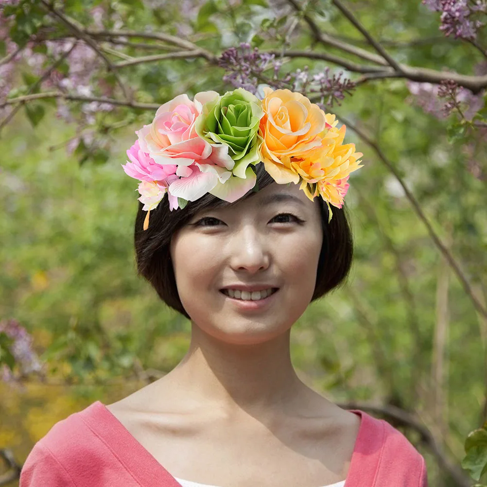 

2Pcs Rose Headb Silk Big Flower Hairstyle Party Lightweight Durable Cosplay Xmas Wedding Outdoor Shooting Accessories Hair Tools