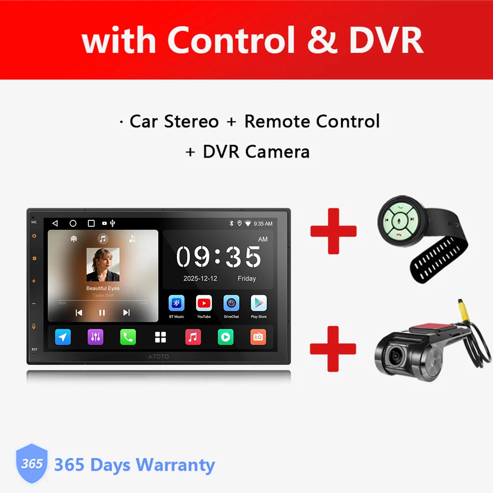 7 inch Android Double Din Radio met Sat Nav, 2 Din Autostereo CarPlay Scherm Android Auto Draadloos, WiFi Bluetooth AI DriveChat EQ/RDS/DSP Head Units A5L Atotozone