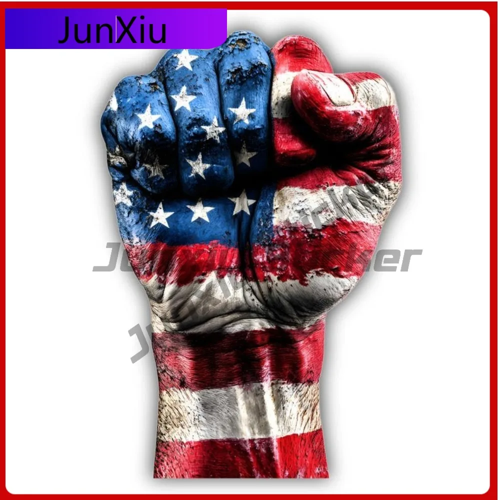 

Fight American Flag Fist Realistic Vinyl Sticker Waterproof Scratch-proof Decal Accessories Patriotic Usa Country American Flag