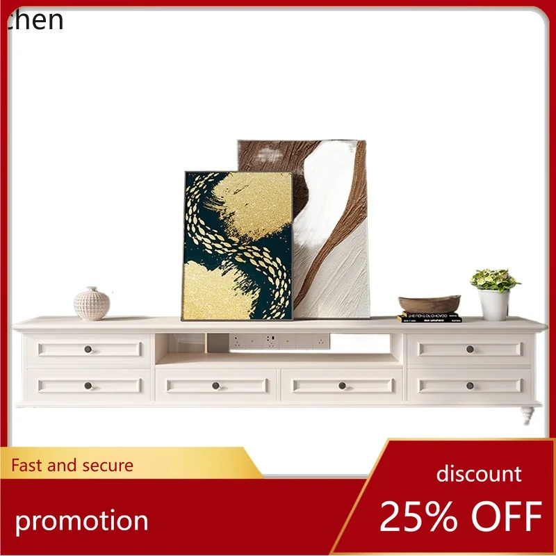 

HT solid wood TV cabinet coffee table combination living room small apartment light luxury simple modern floor storage cabinet