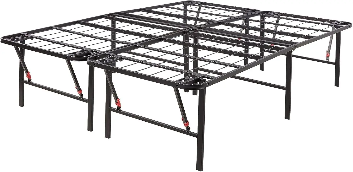 Foldable Metal Platform Bed Frame Queen Size, Sturdy Steel, No Box Spring Needed, 18 Inches High, Tool-Free Assembly