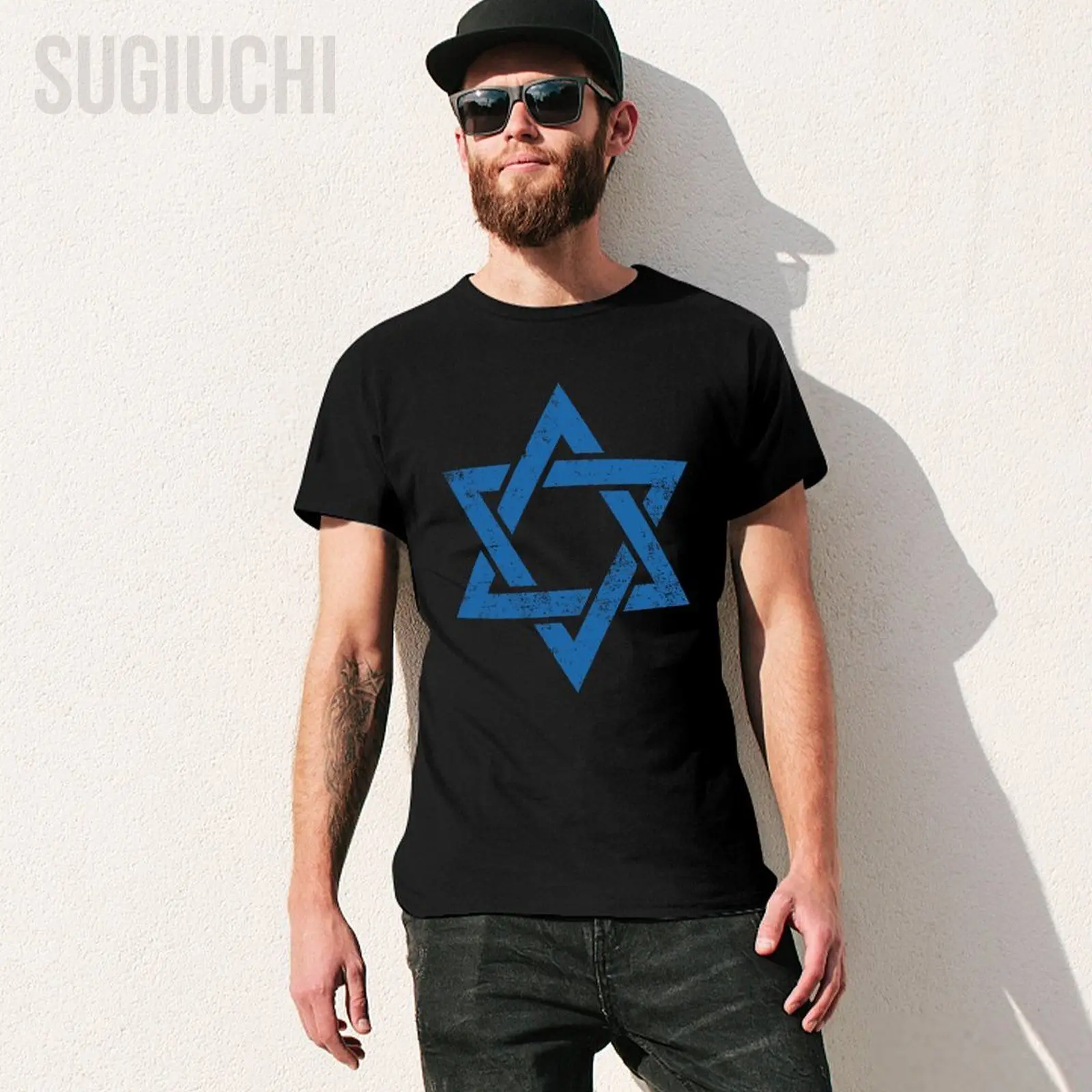 Unisex Men Israel Jewish Symbol Tshirt Tees T Shirts Women Boys 100% Cotton T-Shirt