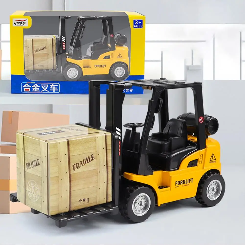 Forklift Inertia Toy Burrs-free Excellent Fadeless Pull Back Forklift Inertia Toy Competition Game Robot Forklift Toys for Kids