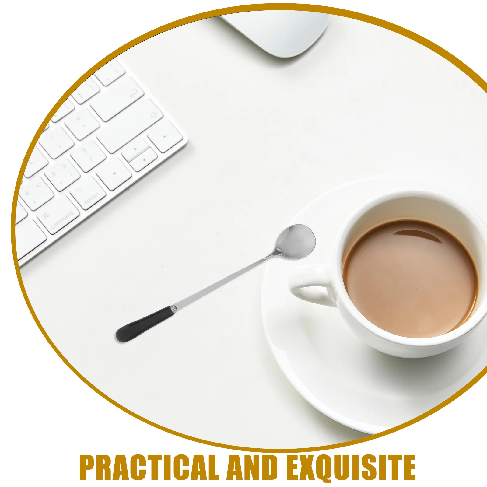 

5pcs Stainless Steel Coffee Spoons Ceramic Handle Stirring Spoons For Espresso Tea Dessert Sugar Sauce Serving Kitchen Tools