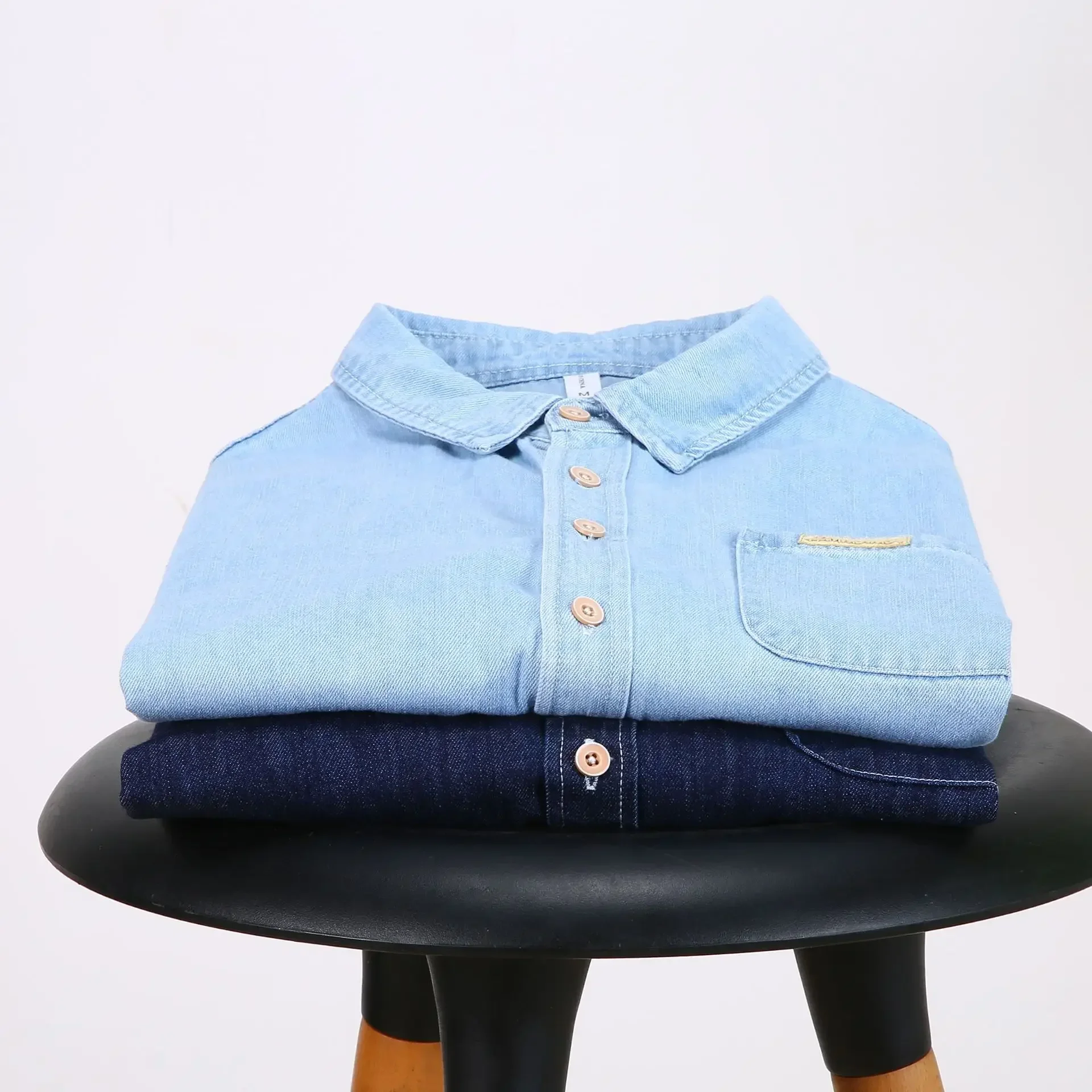 Printemps automne hommes à manches longues Denim chemise décontracté chemises amples carré pur coton Cowboy hauts japonais rétro lavé Jean chemises