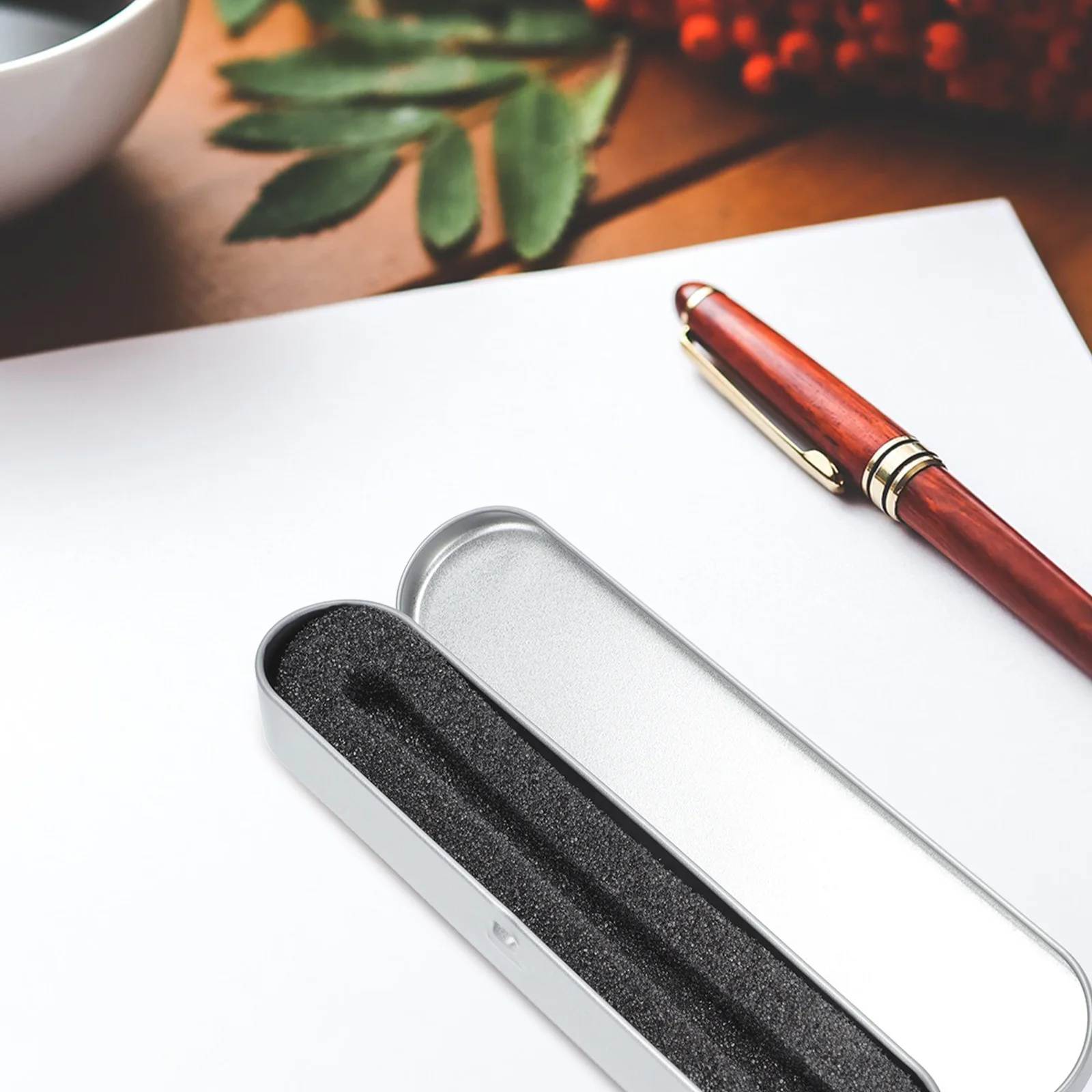 

4 pcs Metal Pen Box Silver Square Tinplate Pen Protection Case For Gift Storage Waterproof Lightweight Durable Organizer