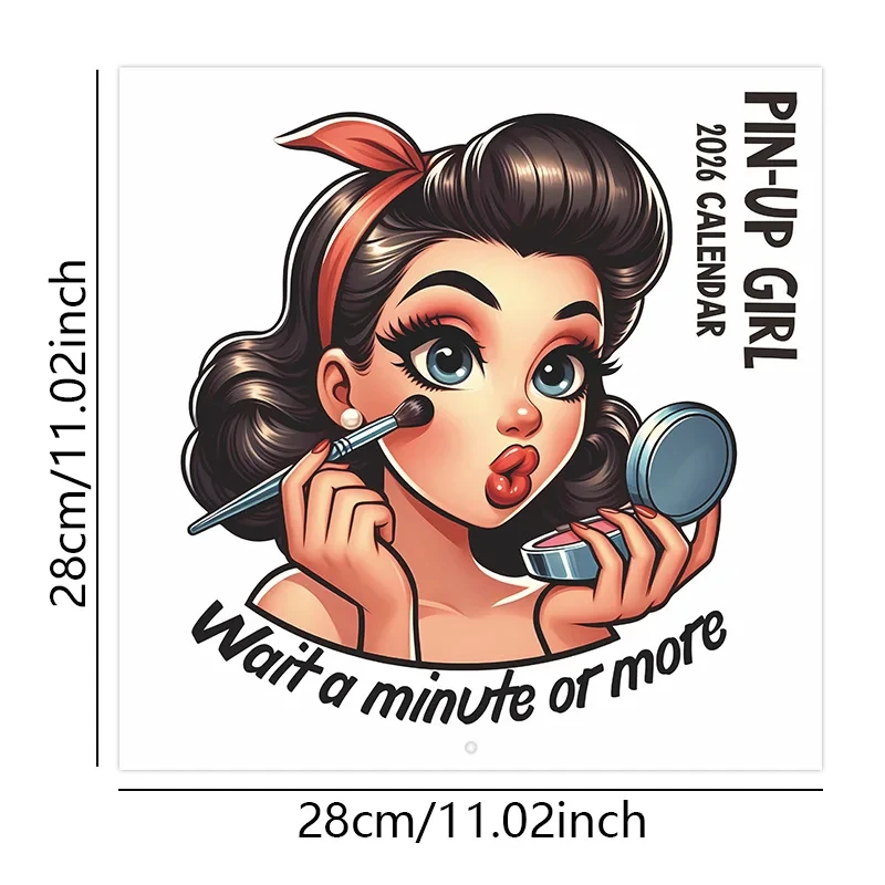 2026 Wall Calendar Enthusiastic Fuuny Pin-up Girl 12month Schedule Organizer Daily Weekly Agenda Planner Home Office Decor