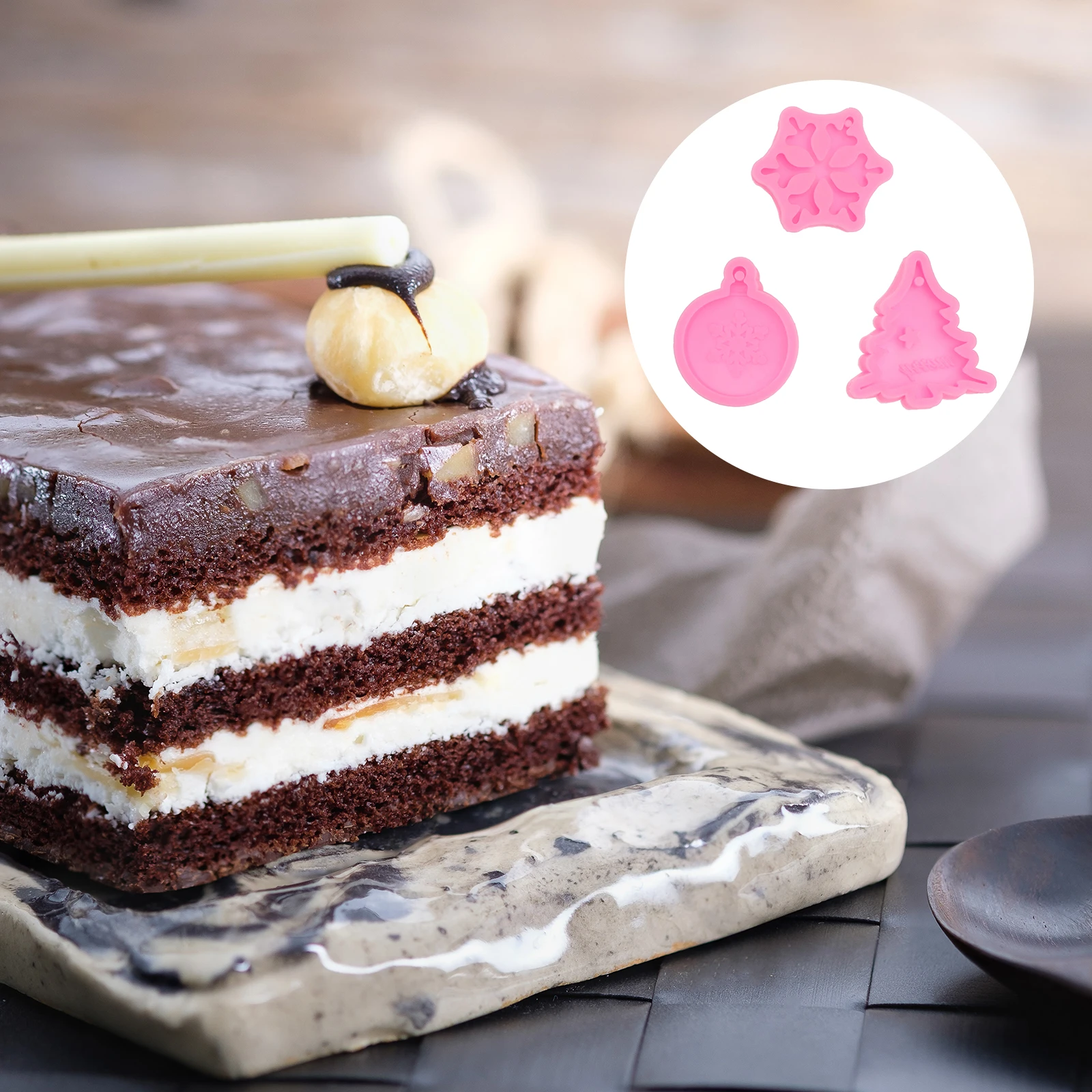 

3Pcs Christmas Cake Mold Snowflake Design Silicone Baking Mould for DIY Chocolate Pudding Jelly Dessert Making