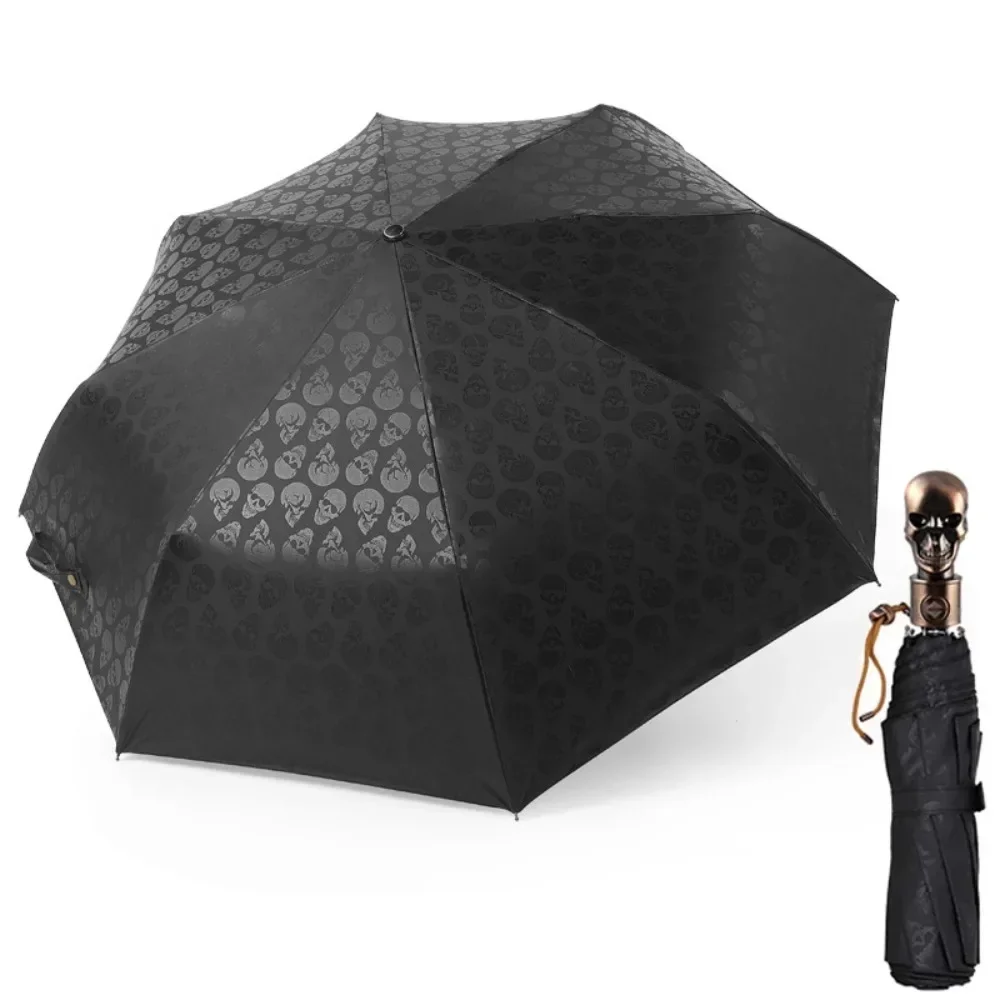 

MBlack Devil Skull Automaticlly Umbrella Rain Women 3 Fold Anti UV Sun Rain Male Men Parasol Business Windproof Travel Umbrellas