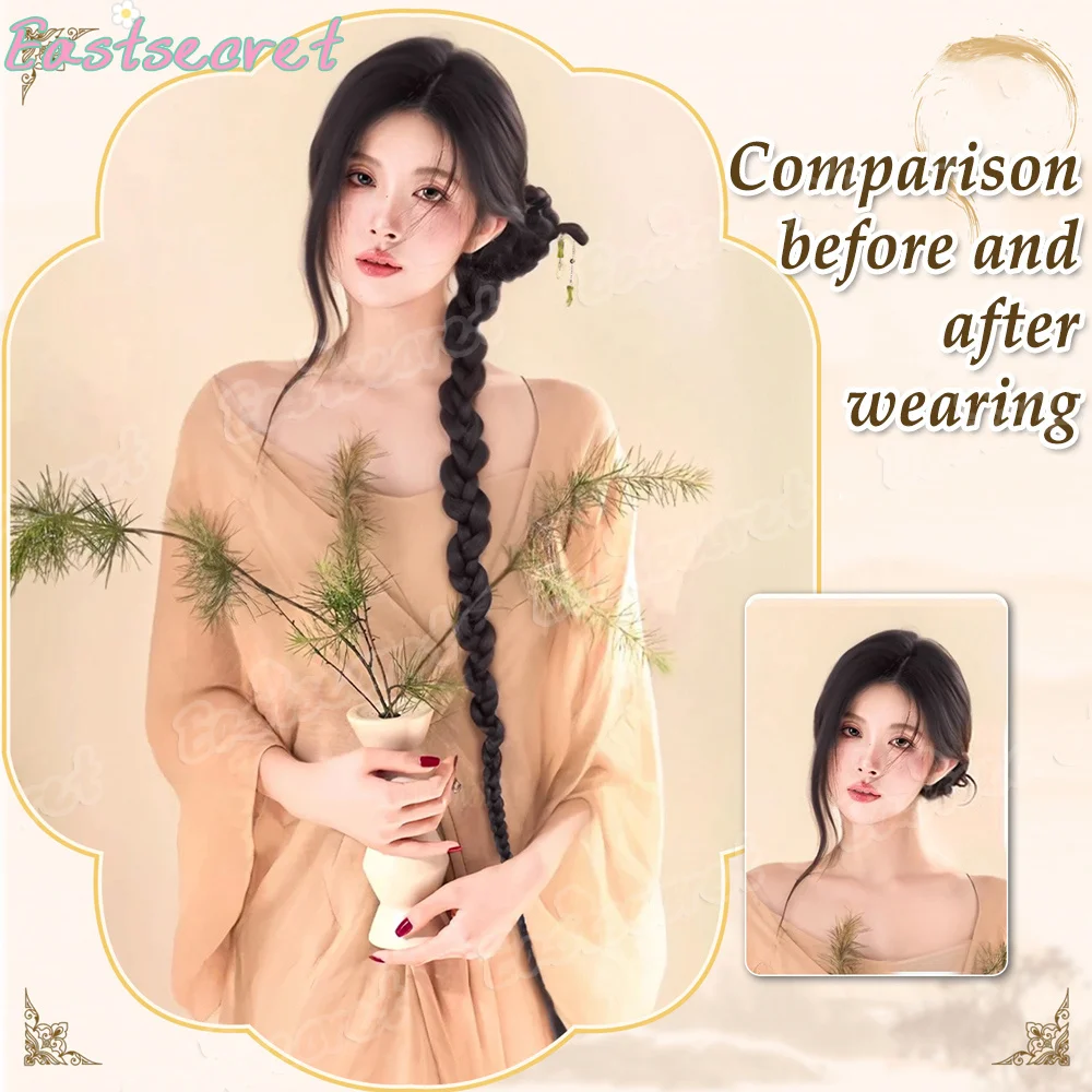Synthetic Wig Braided Ponytail Hair Ties for Women Twist Braid Personality Hot Girl Kink Braid Hip Hop Girl