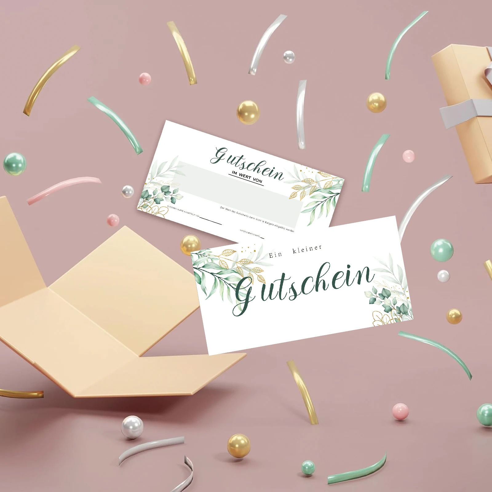 25 قطعة من القسائم الفارغة، تصميم نمط أوراق الأوكالبتوس، ألوان مائية وأوراق الأوكالبتوس الذهبية، قسائم هدايا للعملاء،