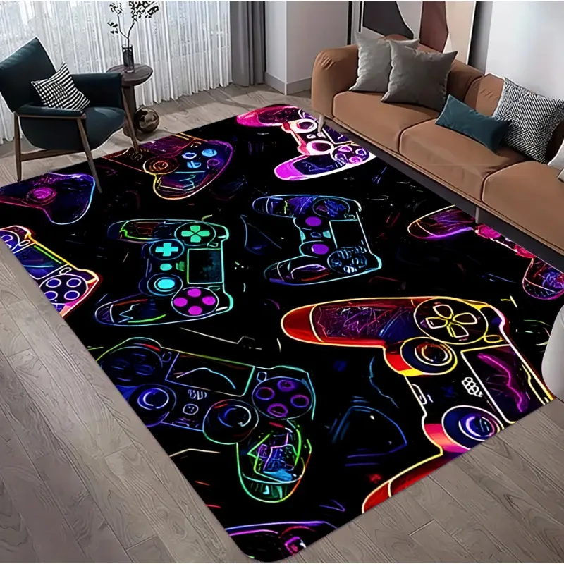 Gamer Controller Print Rug Retro Video Game Design Gaming Lover Home Decor Carpet Soft Non-Slip Mat for Living Room Gaming Zone