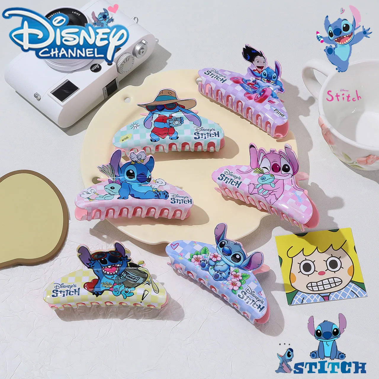 

Disney Stitch Cute Acrylic Hair Sewn Claw Clip Cartoon Anime Hairpin Shark clip for Girls Party Hair Accessories Children's Gift