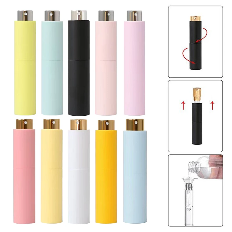 1pc 10ML Travel Perfume Sub-bottle Aluminum Atomizer Refillable Liner Glass Portable Spray Bottle Empty  Metal