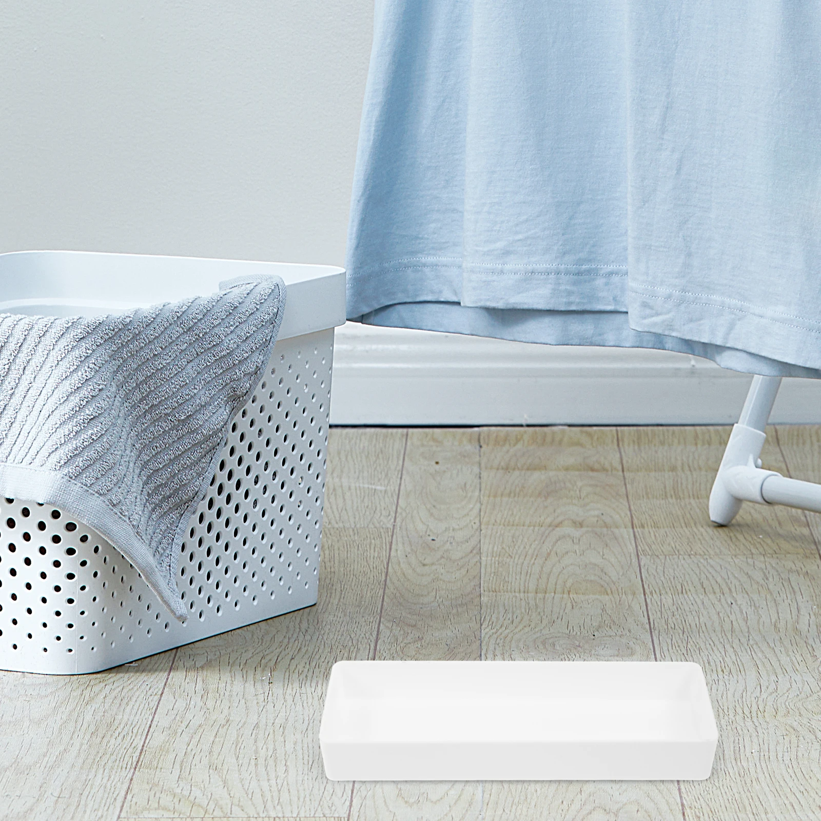 

4pcs White Large Square Drawer Storage Boxes for Home Office Desk Organizing Plastic Makeup Bathroom Vanity Accessories