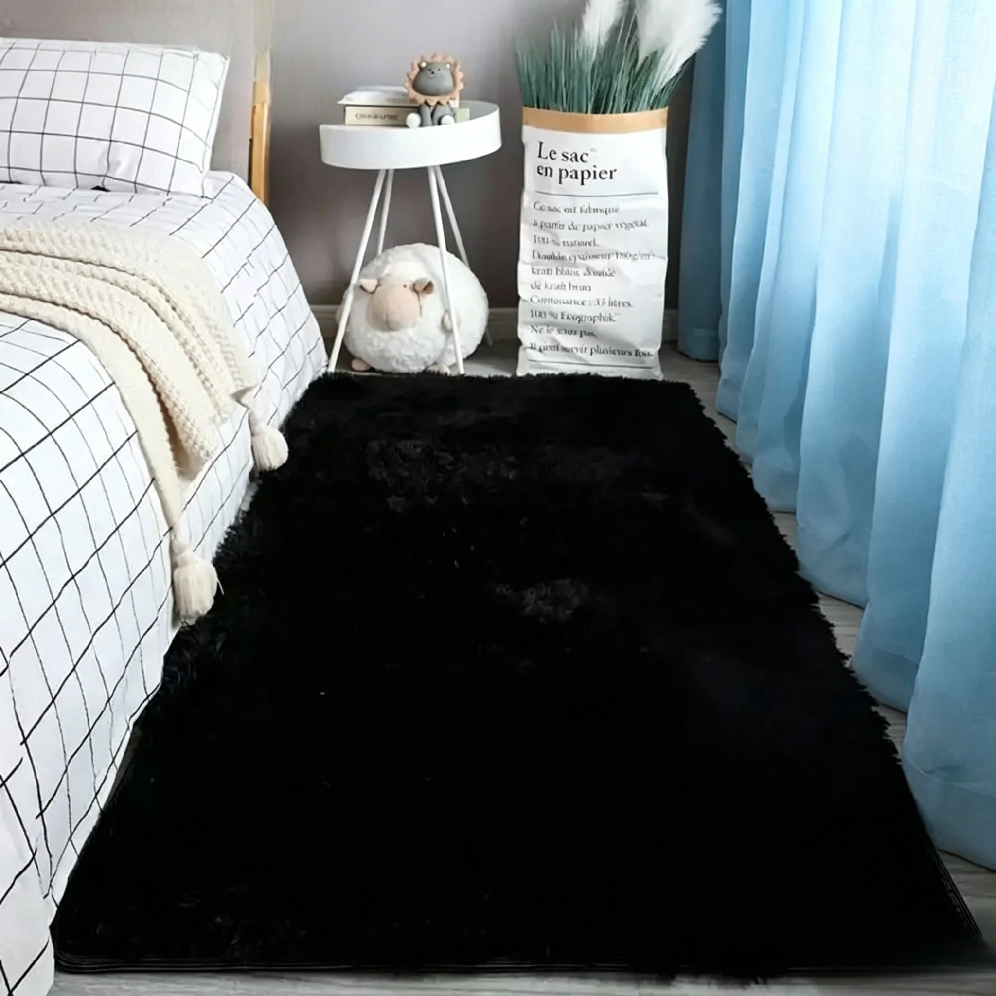 VIKAMA Silk wool Solid Colour Living Room Bedroom Bedside Sofa Soft Mat Home Light Luxury Non-slip Dirty Resistant Washable Rug