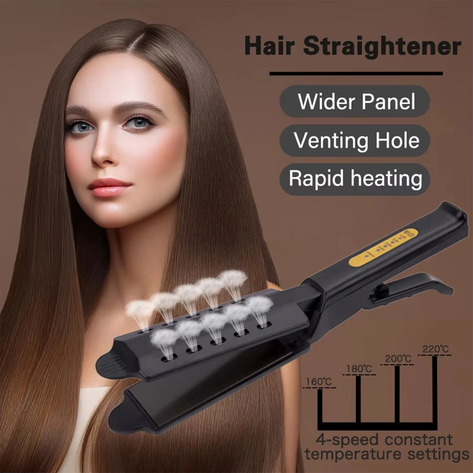Steam Hair Straightener for Women, 2 in 1 Professional Ceramic Flat Iron with Steam Technology, Anti-Frizz Fast Heating, 4 Adjustable Temperature Levels,  with US Plug, Ideal for Curly and Wavy Hair, Perfect for Home or Salon Styling