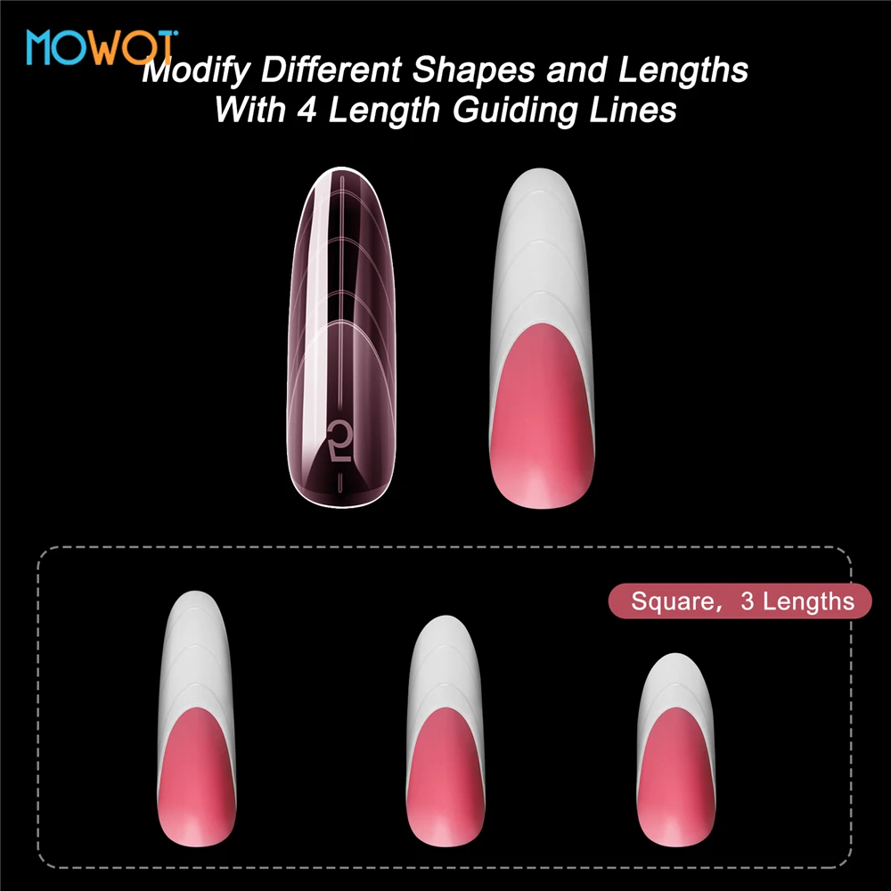 MOWOT Nuovo Rosa Trasparente Unghie Doppie Forme 150 pz Francese Acrilico Punte Per Unghie Finte Costruzione Rapida Stampi Per Gel UV Estensione Del Chiodo Forme Superiore