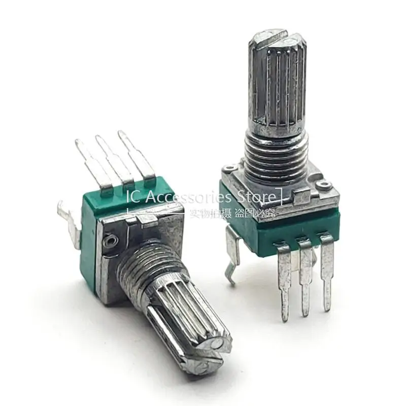 3PCS R09 Type RK097N Vertical Single Precision Adjustable Potentiometer A10K A20K A50K A100K A500K A1M Shaft 15MM Bent Foot 3Pin