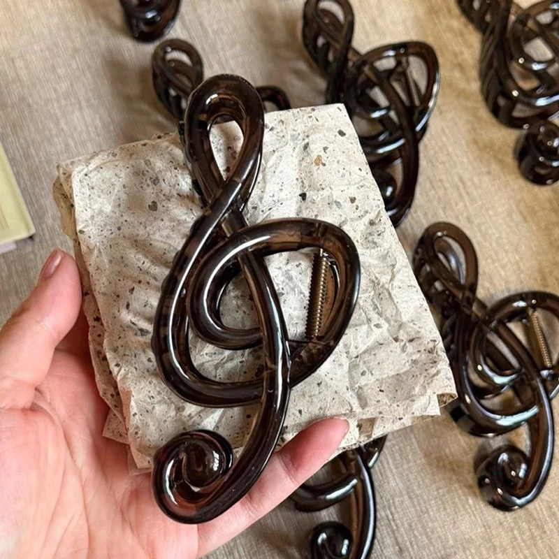 

Musical Note Hair Claw Clips Retro Resin Minimalist Tea Color Hairpins Fashion Hair Clips Headwear Accessories for Women Girls