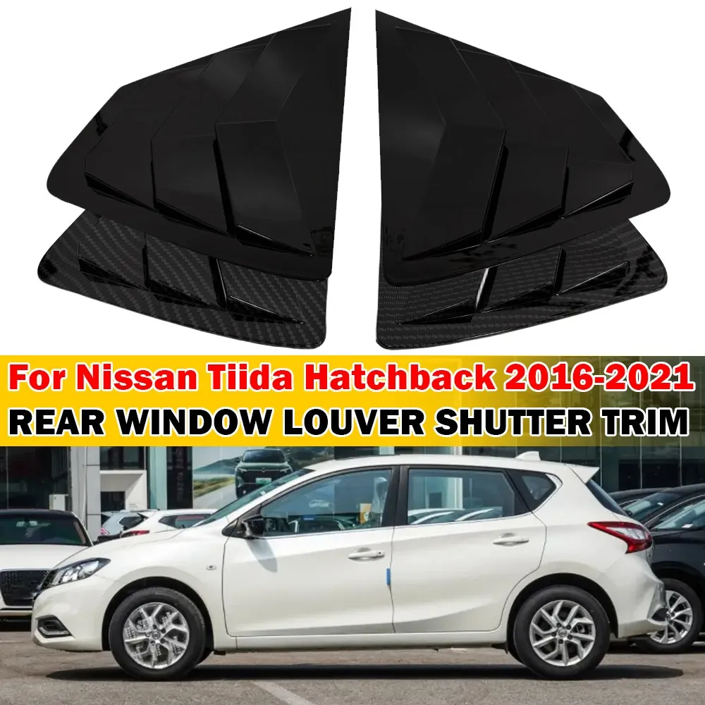 

For Nissan Tiida Hatchback 2016-2021 Car Rear Louver Window Side Shutter Cover Trim Sticker Vent Scoop ABS Carbon Accessories