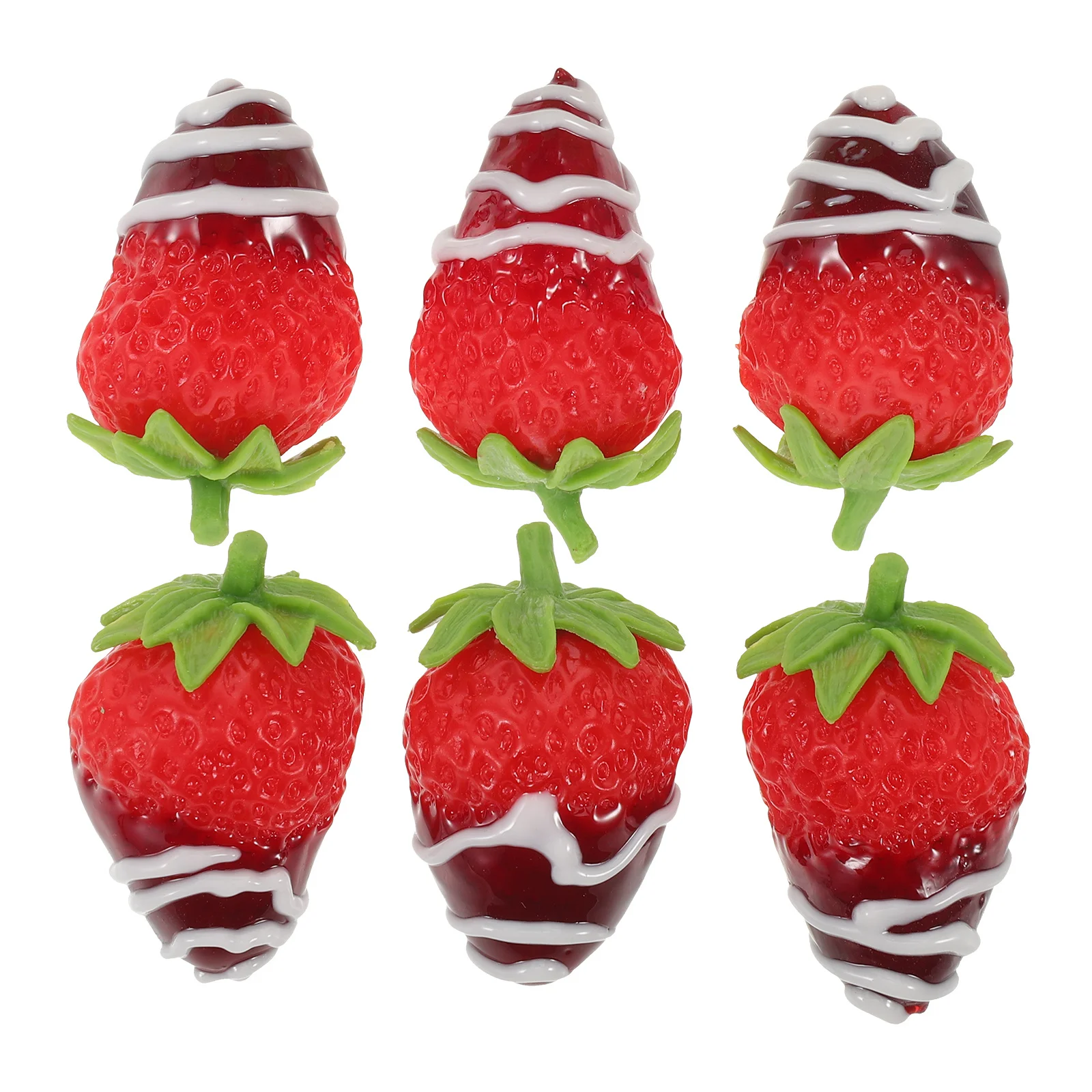 

6Pcs Imitation Strawberry Artificial Fruits Realistic Fake Food Decorative Chocolate Dipped Dessert Photo Props