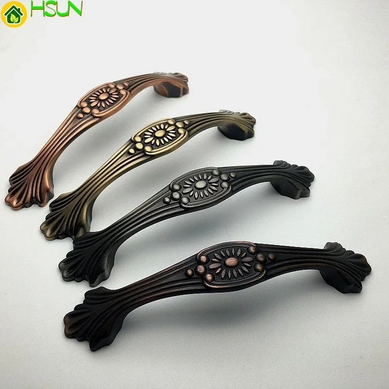 Style light luxury red and green bronze wardrobe door handle 96 cabinet drawer handle hanging cabinet TV cabinet wine cabinet