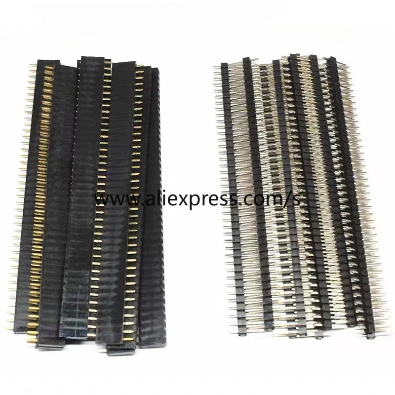 10Pcs40Pin 1x40Pin 2.54mm Single Row Male And Female 2.54 Breakable Pin Header PCB JST Connector Strip For Arduino DIY Kit