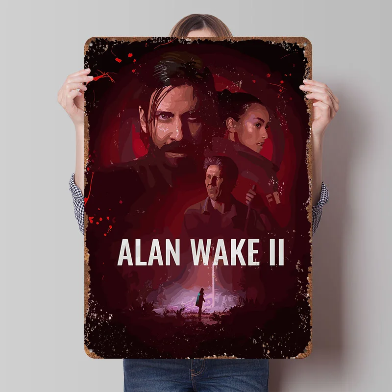 

Металлический постер Alan Wake II: винтажная табличка для фанатов, декор для спальни и офиса