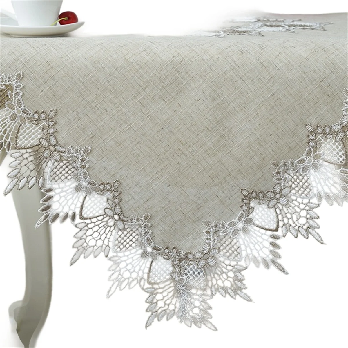 New Table Runner 23.6 Inches Beige Embroidered Runner Lace Centerpiece for Dresser Tops, Dining Tables