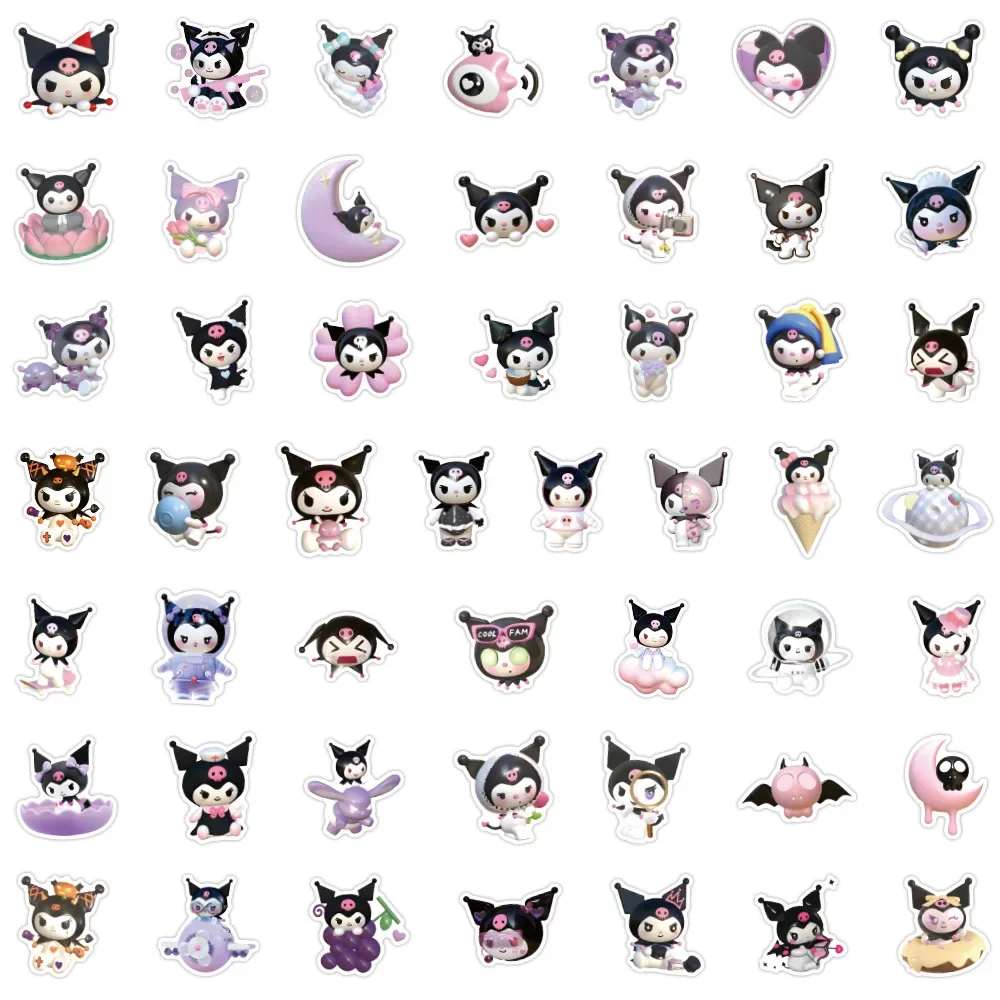 Autocollants waterproof Sanurgente Kawaii Kuromi pour enfant, stickers pour scrapbooking, valise, ordinateur portable, moto, graffiti,