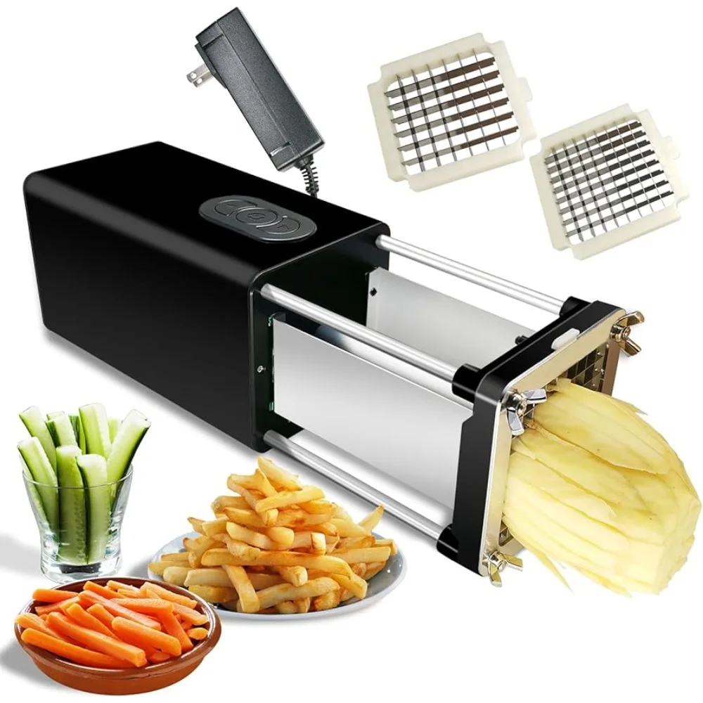 

Kitchen Gadgets Electric French Fry Cutter Manual Vegetable Cutter Suitable for Potato Slicer With 1/2Inch & 3/8Inch Blade Chips