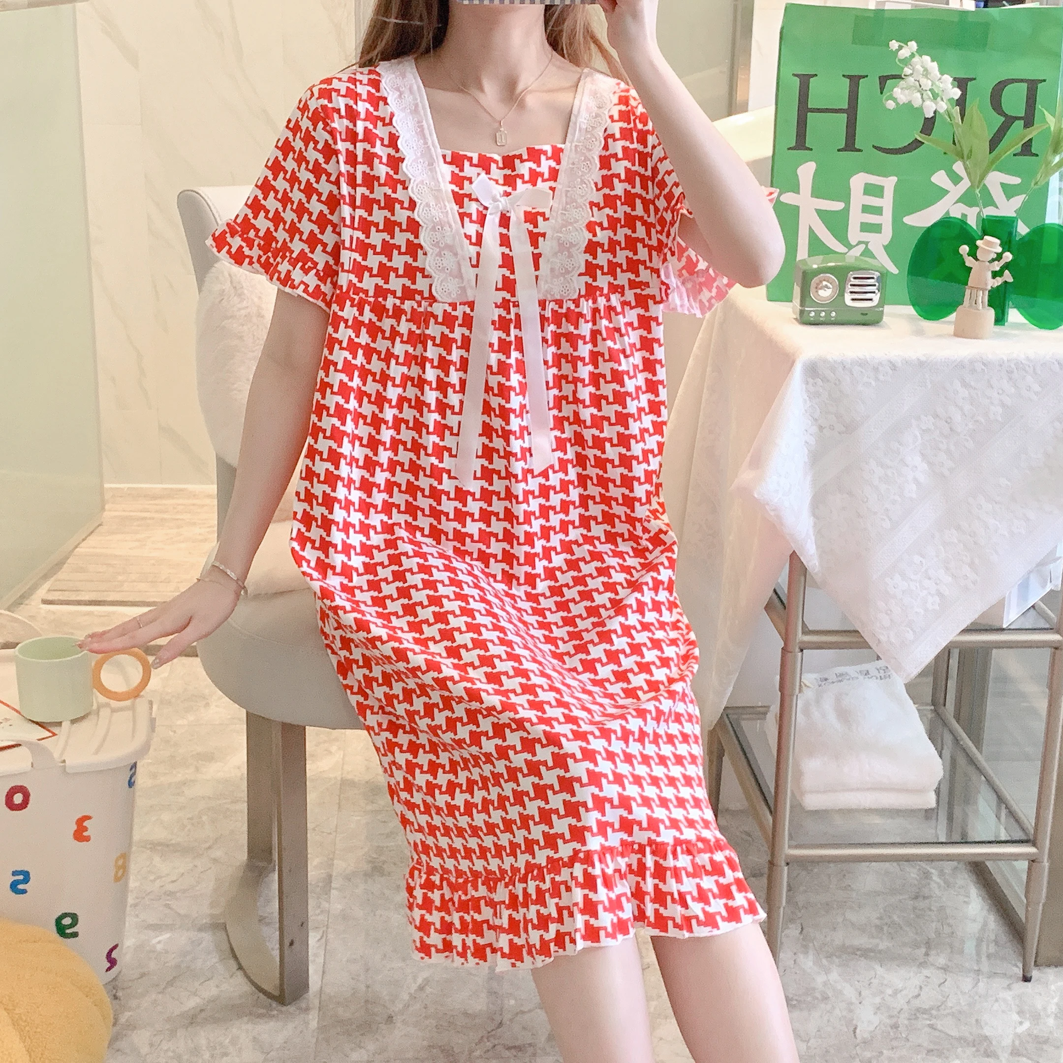 

Nursing nightgown for postpartum women with short sleeves pajamas cardigans summer lactation dress maternity breastfeeding dress