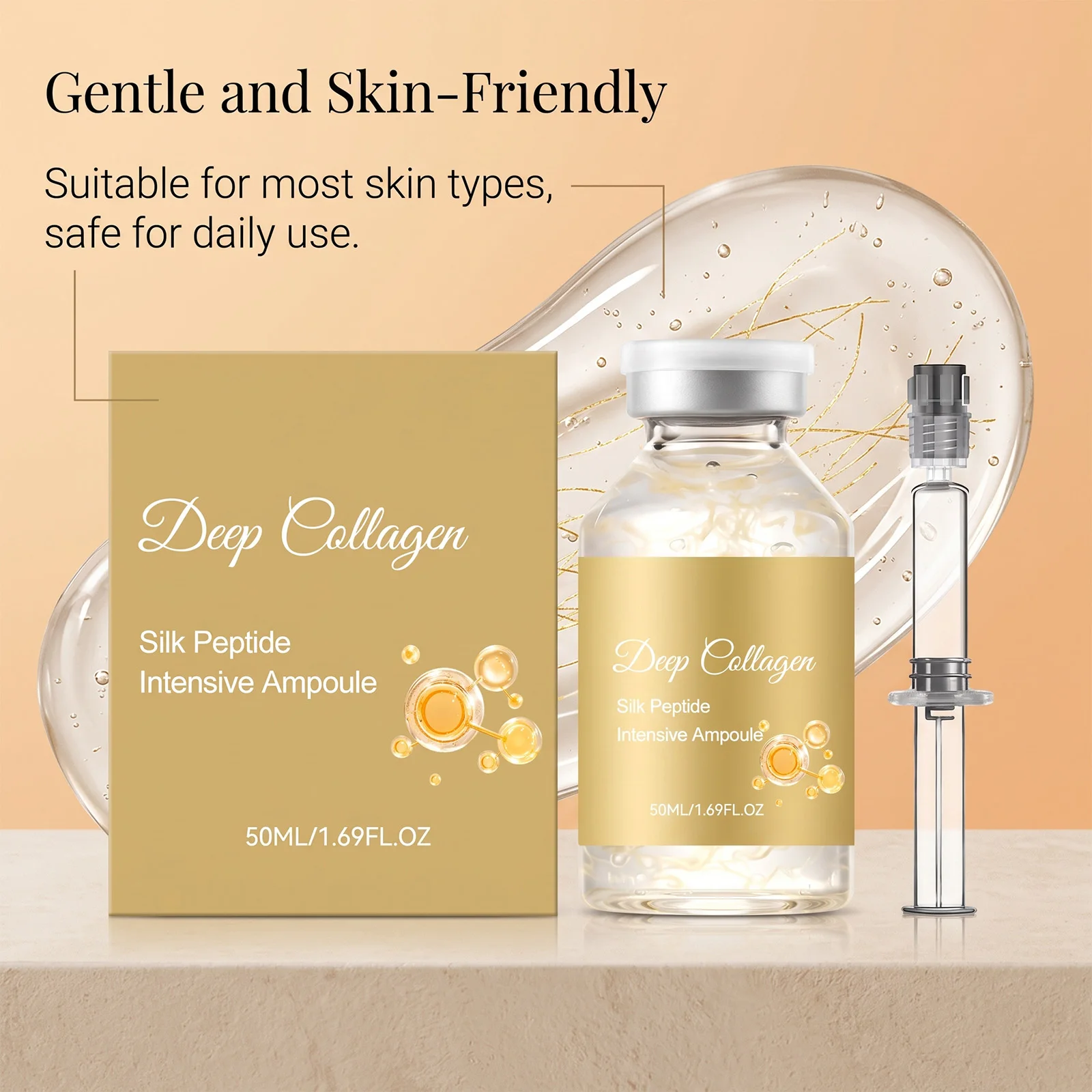 Collagen Silk Peptide Face Ampoule Moisturizing Smoothing Soft Skin Hydrating Lightweight Daily Serum