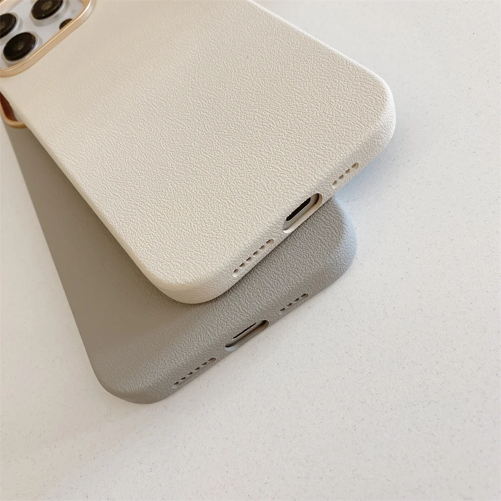 Plating Leather Texture Matte Case For iPhone 16 Plus 15 14 13 12 11 Pro Max Magnetic For Magsafe Skin Feeling Shockproof Cover