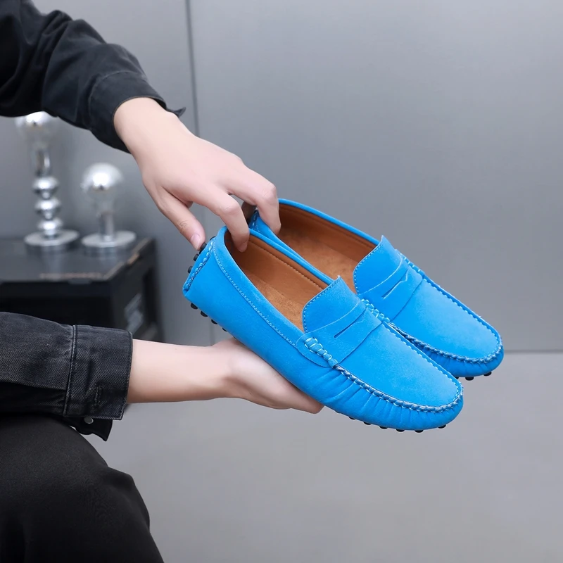 Multiple Colors Men Casual Shoes Fashion Men Shoes Suede Cow Leather Loafers Moccasins Slip On Men's Flats Male Driving Shoes
