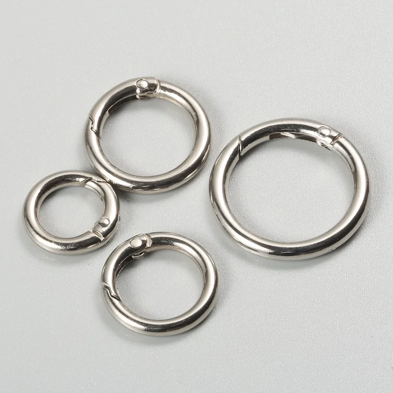 30/10 peças de Fechos de Mola Metálicos Tipo O para Joias DIY, Mosquetões Redondos Abríveis, Chaveiros, Clipes para Bolsas, Ganchos, Fivelas para Coleiras de Cães e Conectores