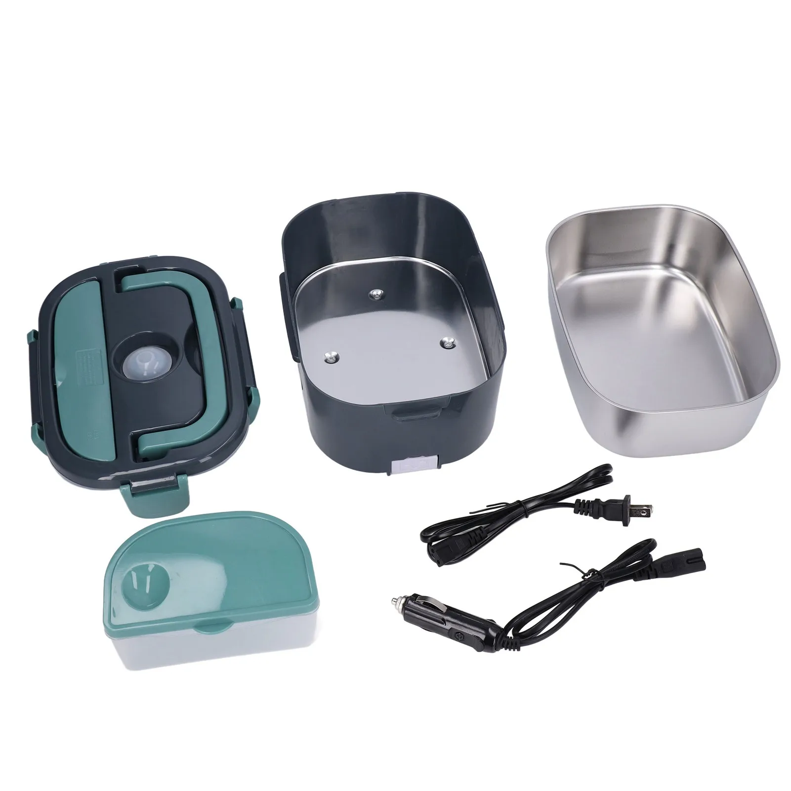 

Electric Lunch Box 2-in-1 Home & Car Use Food Warmer 1.5L Thermal Stainless Steel Containers 304 Steel for US 110V 12V 24V
