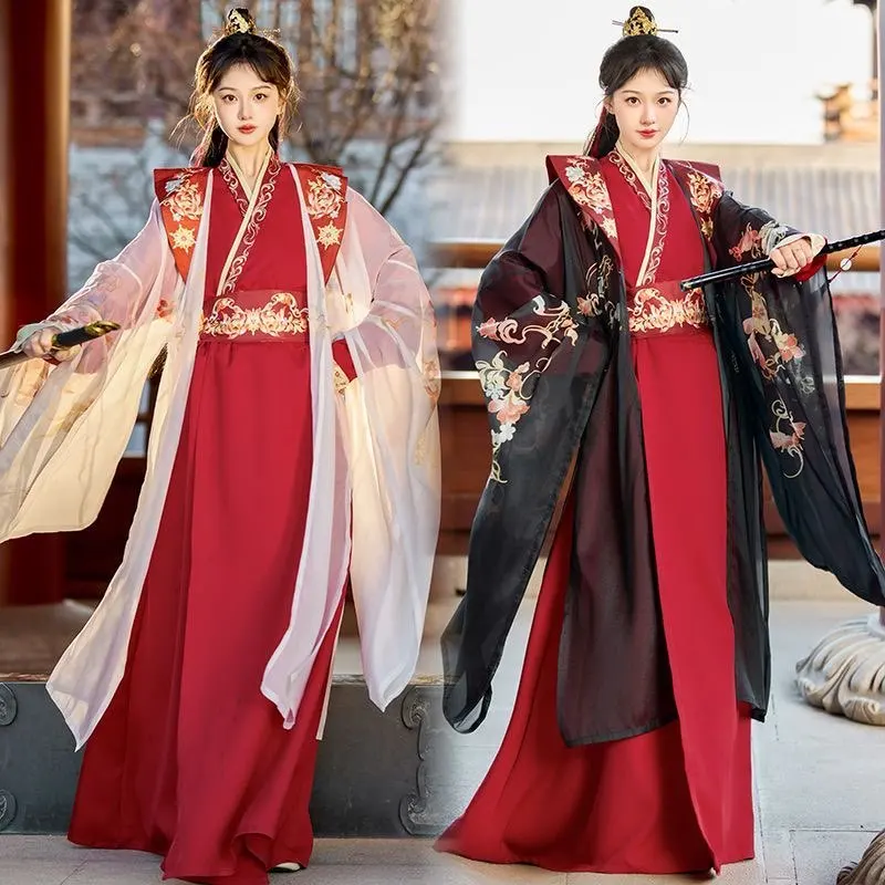 

Women Traditional Black&Red Hanfu Female Carnival&Halloween Cosplay Costume Party Dress Hanfu Large Size Chinese Hanfu Dress