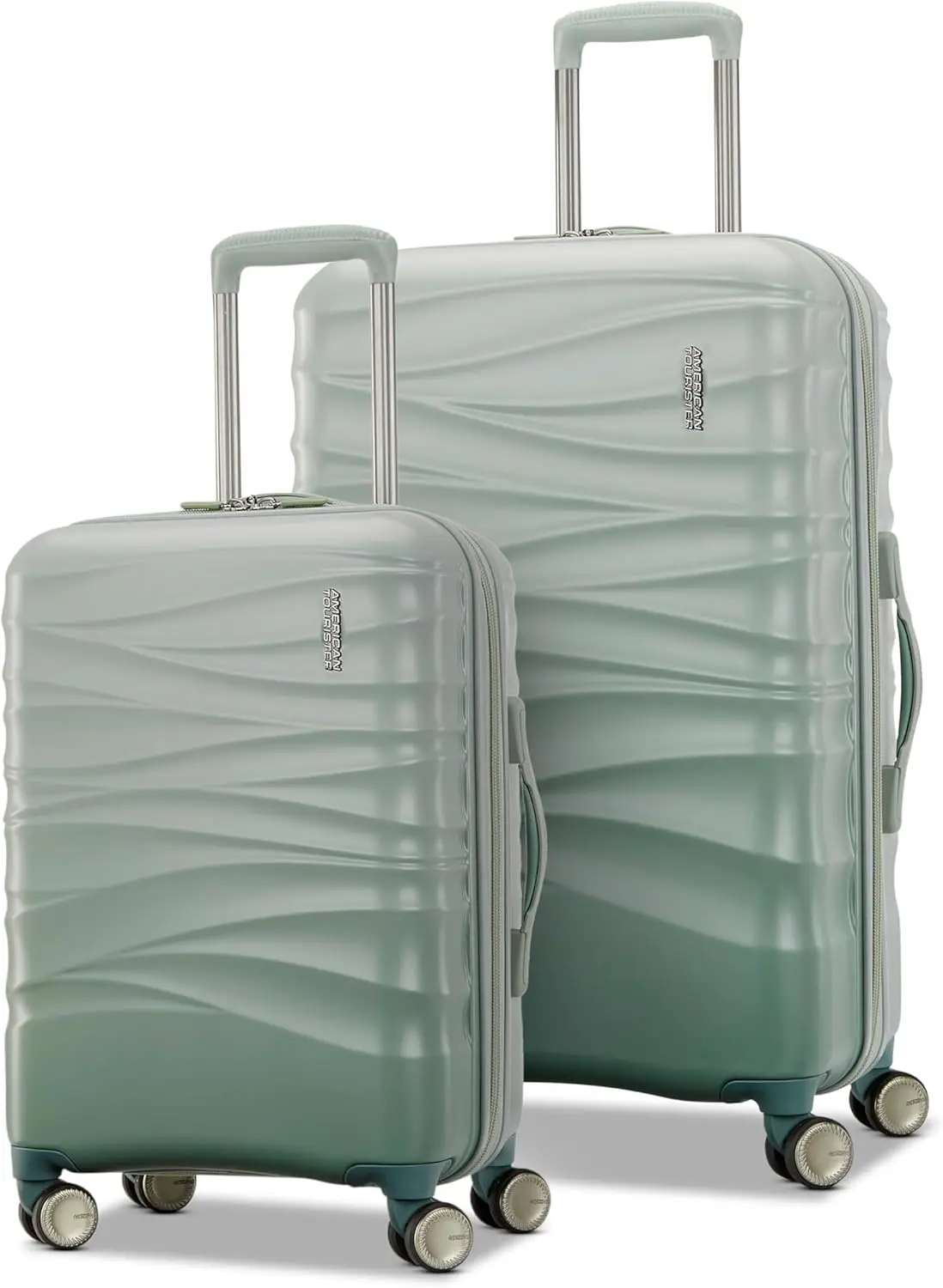 Hardside Luggage Set 2 Piece 20/24 with Spinner Wheels, ABS Shell, Sage Green, Carry On & Checked