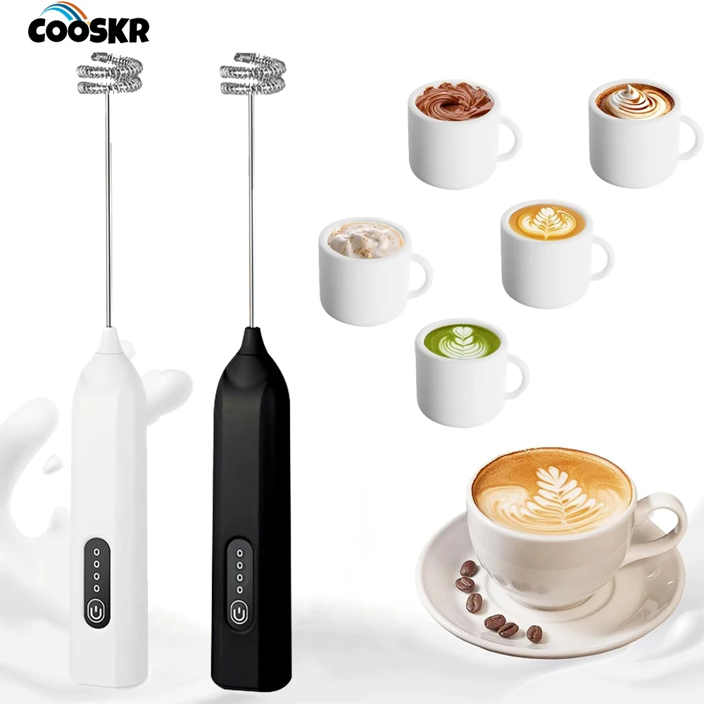 Mini Milk Frother Rechargeable Handheld Milk Foamer Electric Blender Automatic Rotary Coffee Latte Cappuccino Maker Milk Frother