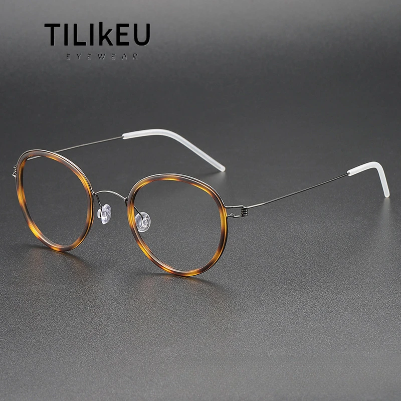 

2025 Pure Titanium Screwless Eyewear Women Round Retro Small Face Prescription Eyeglasses Frame Denmark Korean Glasses Frame Men