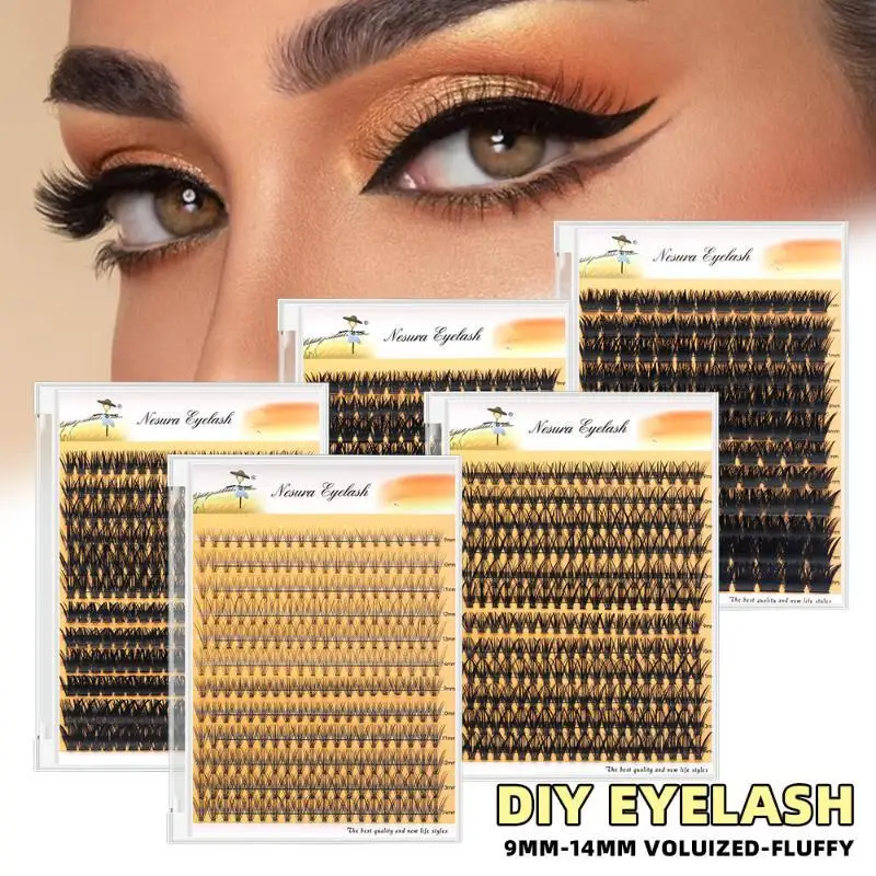 Cluster Eyelash Extensions Fluffy 9mm To 14mm Mixed Length Segmented Single Cluster DIY False Eyelashes