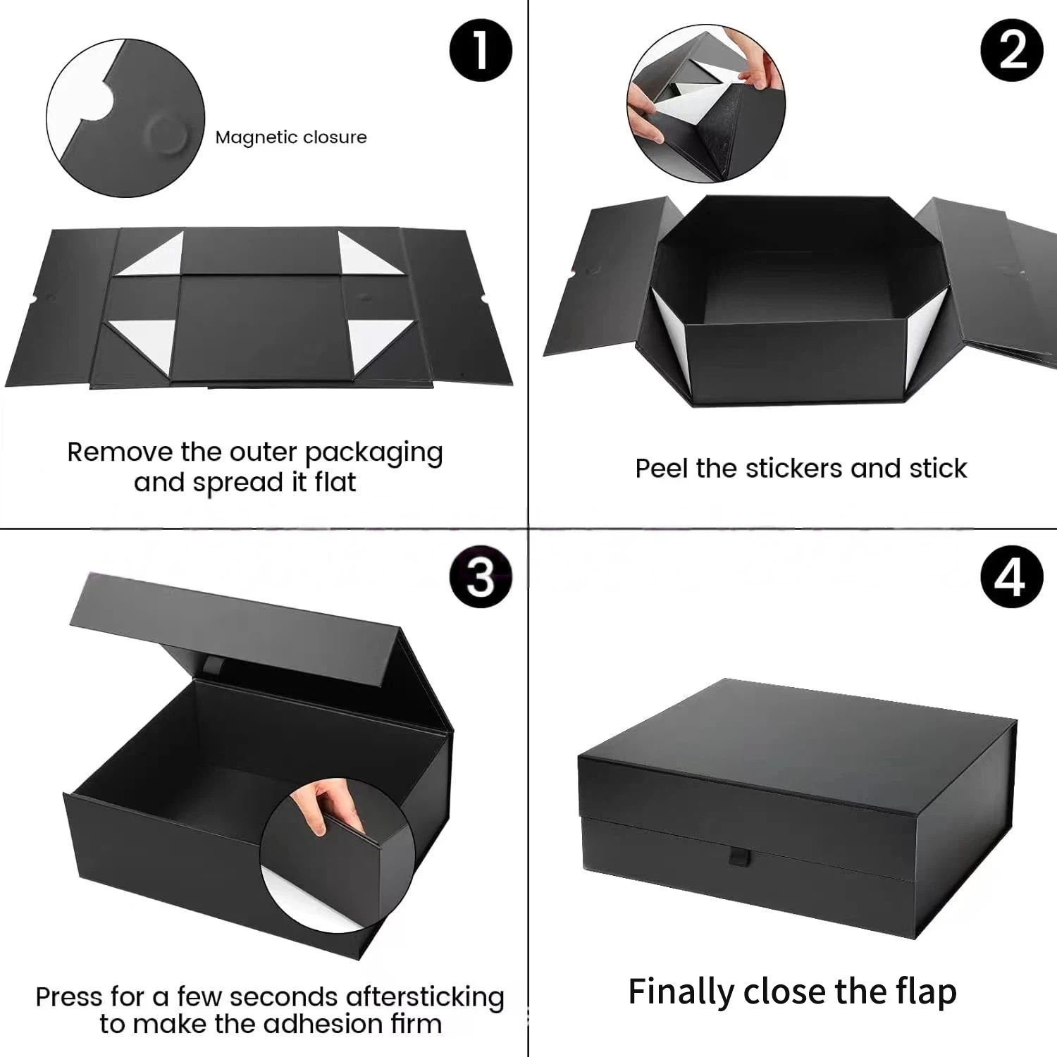 20 x 18 x 8 cm große magnetische Geschenkbox mit Deckel für Geschenke, rechteckige, zusammenklappbare Pappschachtel für die Verpackung von Heiratsanträge und Geburtstagsgeschenken – Detail 5
