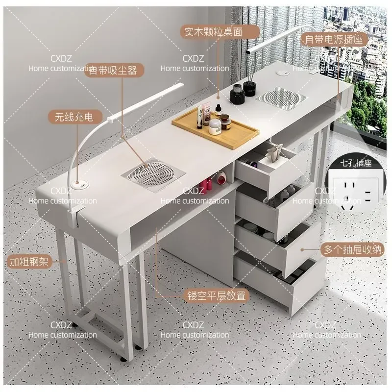 Multifunctional Manicure Table and Chair Set Cream Style Single Double Light Luxury Nail Desk for Salon Home Use Economical