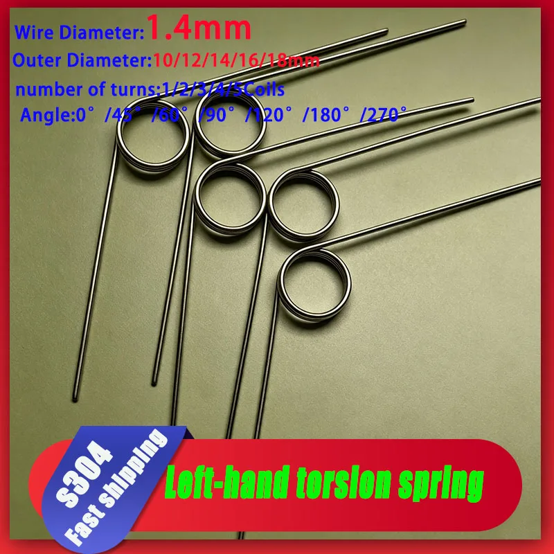 Left-Hand Twist Spring SUS304, 1.4mm Wire Dia, 1–5 Variable Coils, Rustproof Elastic Component for Machine Overhaul