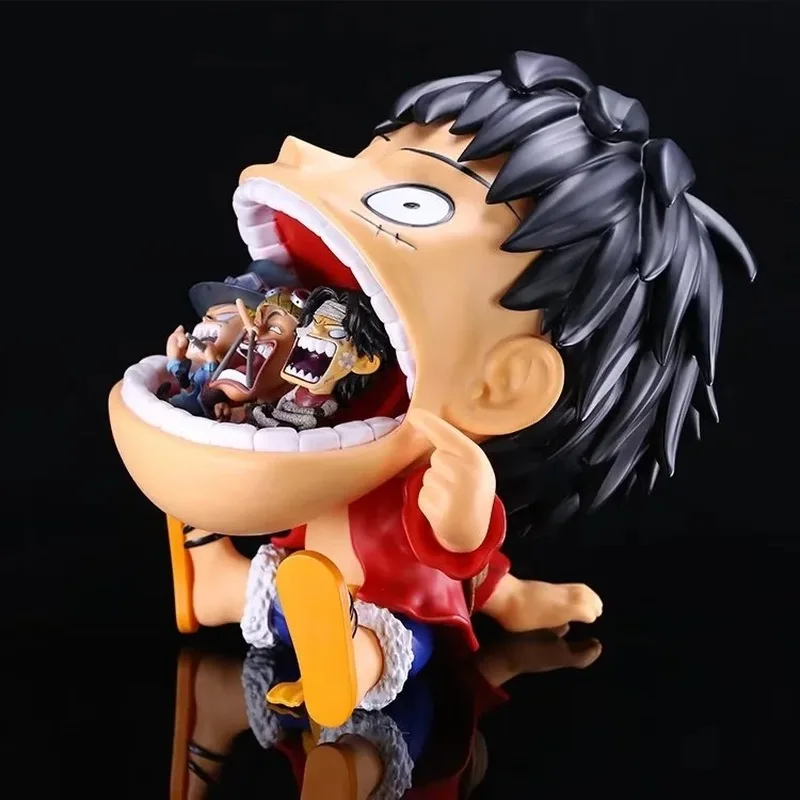 Nova uma peça anime postura sentada boca grande luffy figuras de ação desktop ornamento itens armazenamento modelo boneca presente surpresa