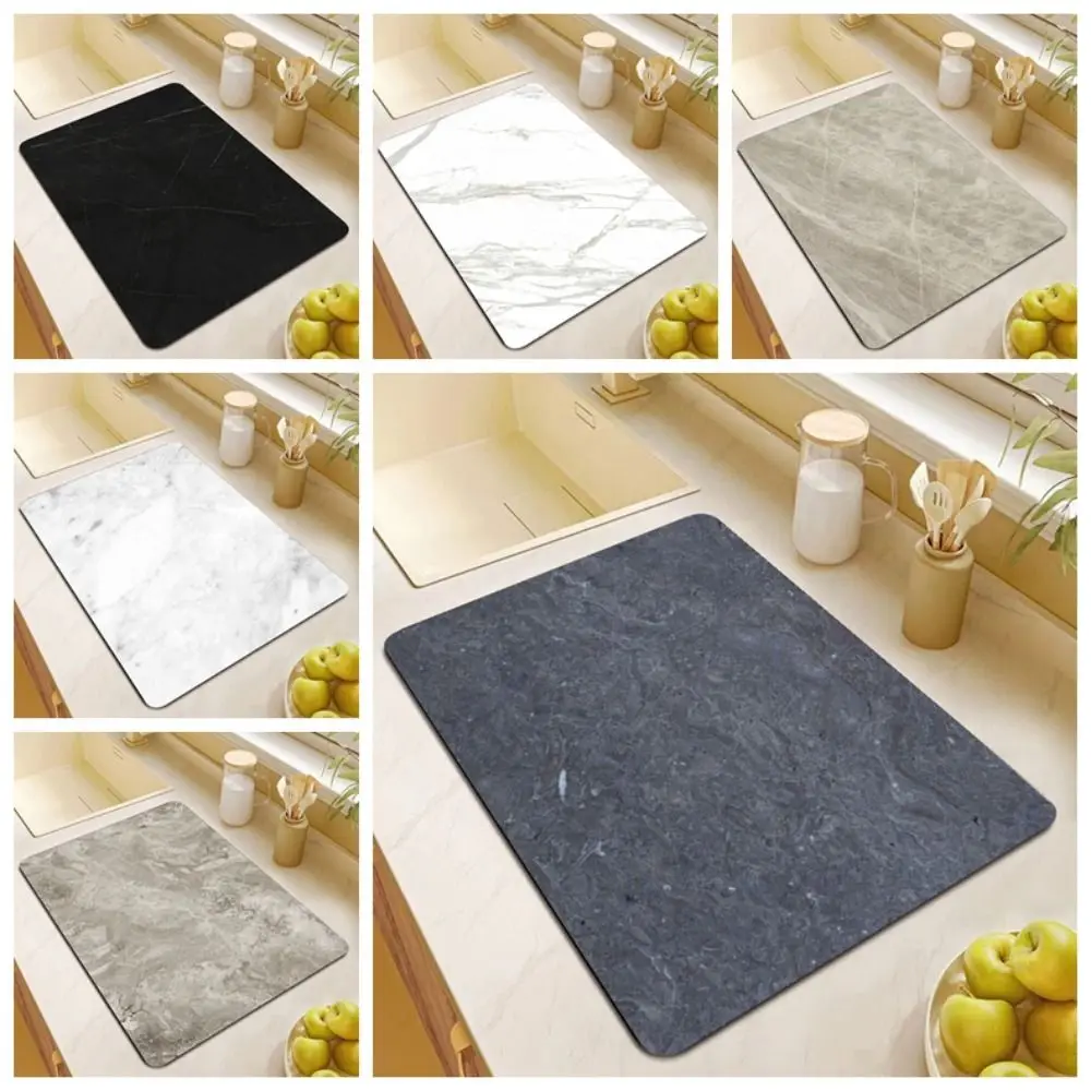 

Luxury Drain Pad Super Absorbent Marble Grain Dish Drying Mat Square Quick Drying Bar Counter Coaster Kitchen Decoration